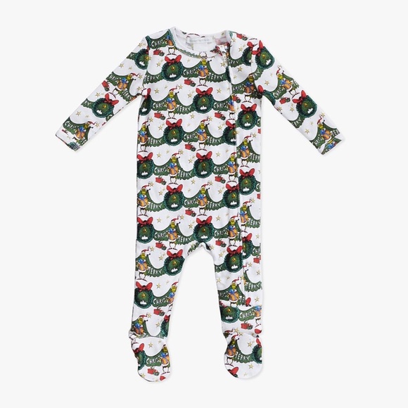"The Grinch" Wreath Organic Cotton Baby Pajama - PBK - Picture 3 of 7